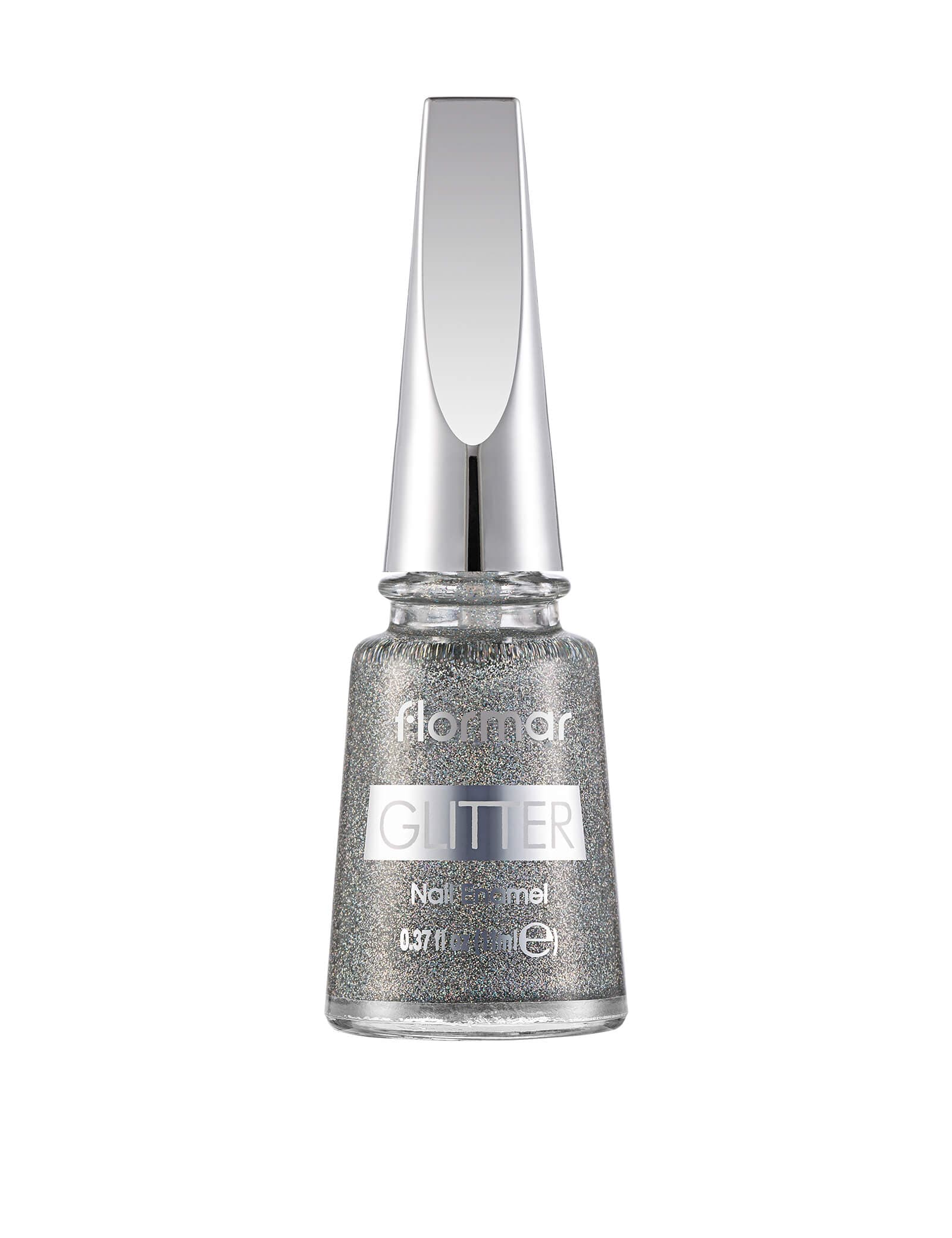 Flormar Glitter Nail Enamel GL38 Holographic Silver